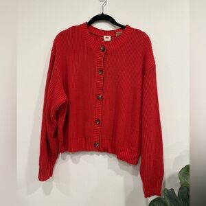 Levi's Bright Red Chunky Button-Up Cardigan
